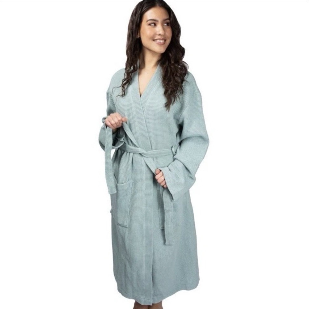 Bamboo Waffle Knit Robe (Unisex) - Tahitian Breeze Large/Xtra Large $109 MSRP